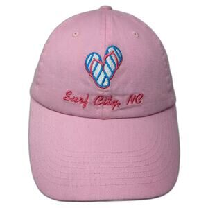 BJR Baseball Cap Pink Blue OS Surf City NC Flip Flops Heart Embroidered hat